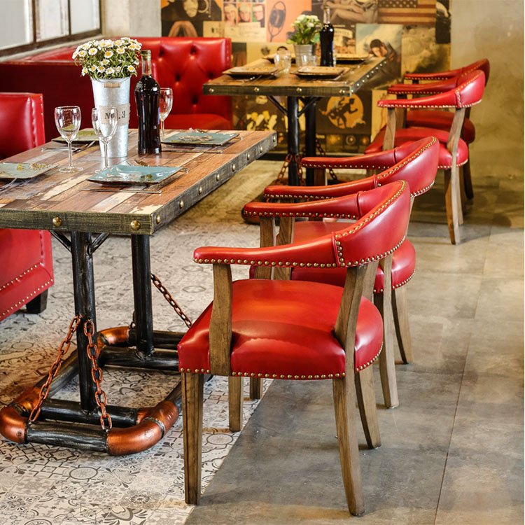 Find Retro Dining Table And Leather Rivet Chair Group197 Archaize Retro Dining Table And Leather Rivet Chair Group197